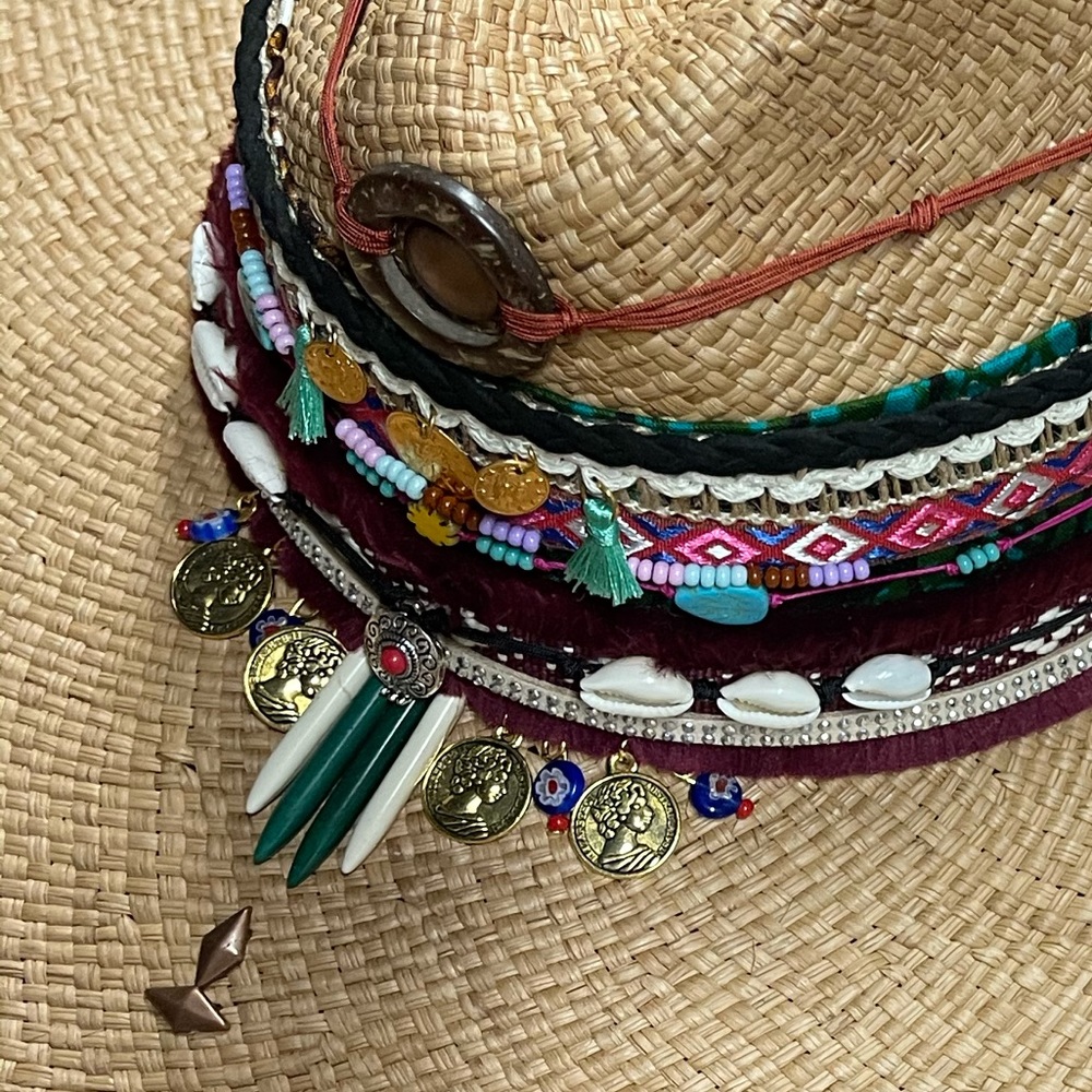 Handmade Colombian Boho Embellished Hat - Picture 3 of 5
